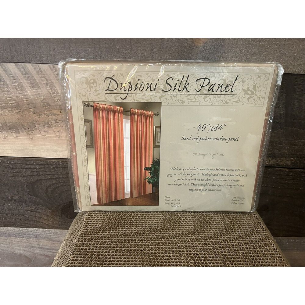 Dupioni Silk ONE Curtain Panel 40x84" Brown Red Lined Rod Pocket Window Panel
